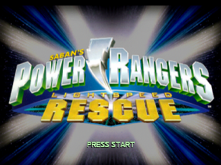 Power Rangers Lightspeed Rescue title screen for Playstation